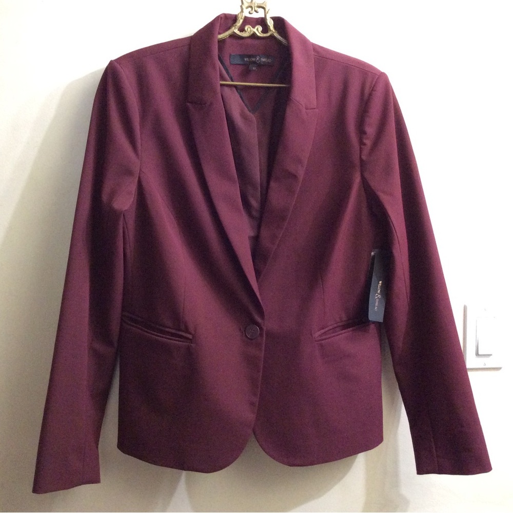 NWT Willow & Thread burgundy red workwear blazer